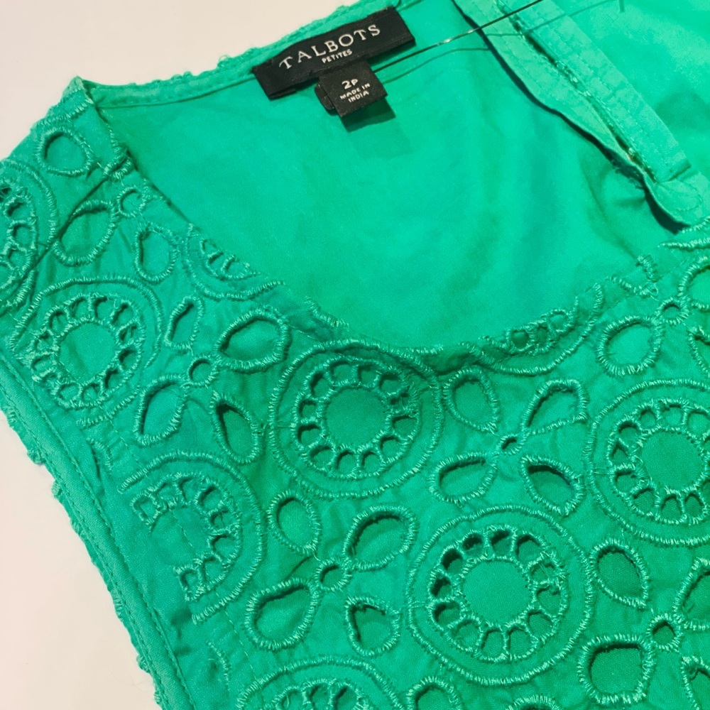 Green crochet Talbots sleeveless top